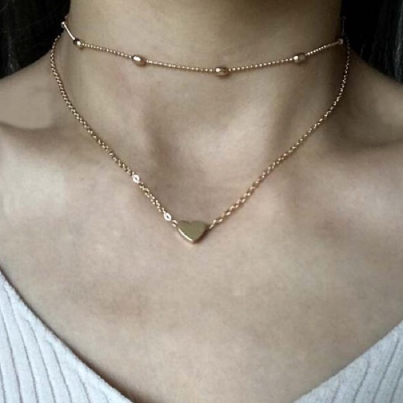 DELICATE LAYERED HEART CHOKER NECKLACE - Picture 2 of 7